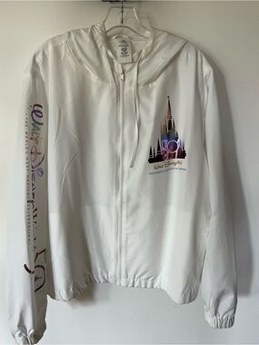 Walt Disney World 50th Anniversary White Rosegold Lightweight Zip Jacket 3X NWT